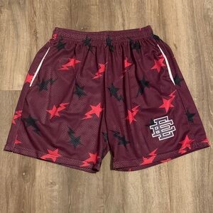 Eric Emanuel Bape  Burgundy and Red Star Classic EE Basic Shorts